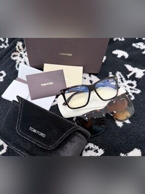 Tom Ford Black and Brown Tortoiseshell Eyeglasses & Sunglasses Set
